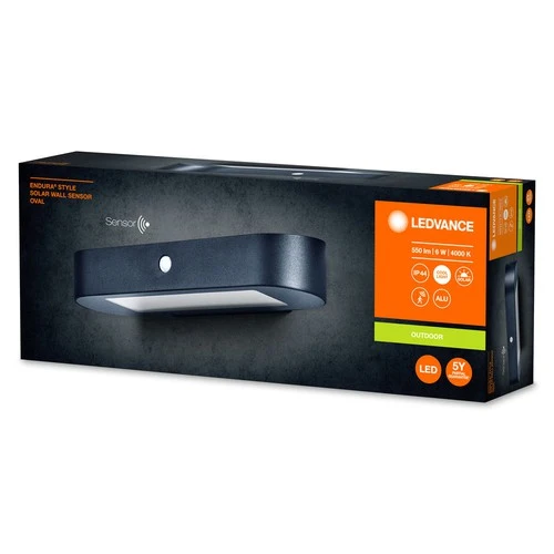 LEDVANCE ENDURA Style Oval Solar-Wandleuchte, Sensor, 4000K