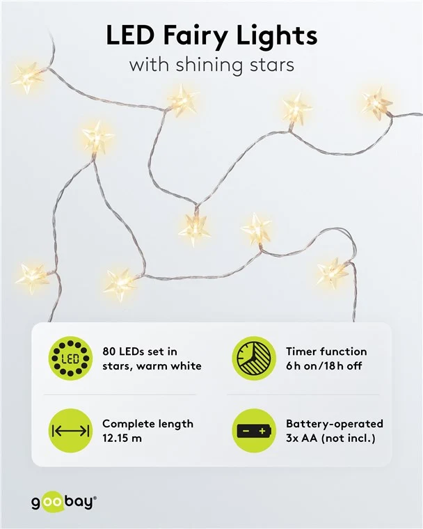 80er LED-Lichterkette "Sterne"