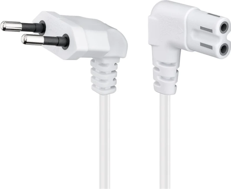 Anschlusskabel Eurostecker beidseitig abgewinkelt, 5 m, Weiß, (2*0,75 mm²)