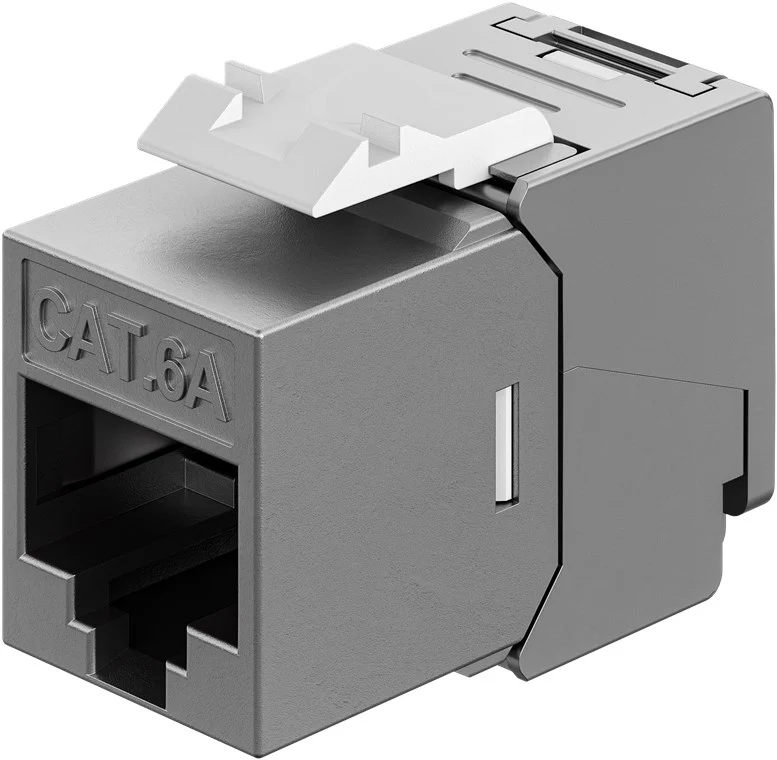 Keystone-Modul RJ45 CAT 6A, STP, Slim & Short, Erdungsklemme