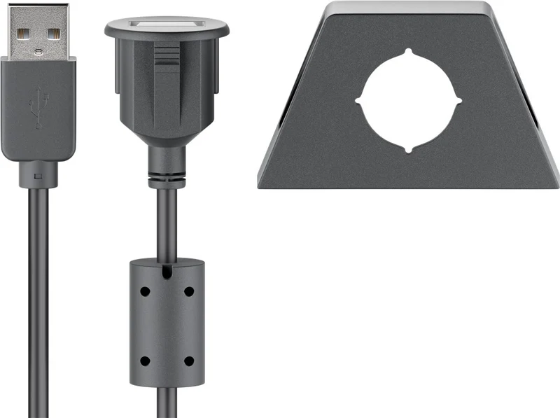 USB-A-Verlängerung mit Sicherungsclip, 1,2 m, schwarz