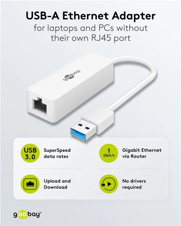 USB-A-Ethernet-Adapter, weiß