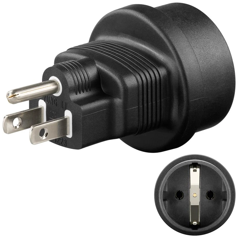 Reiseadapter Europa auf USA/Japan, schwarz