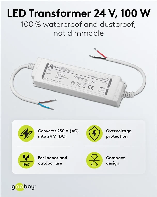LED-Trafo 24 V (DC), 100 W, IP67