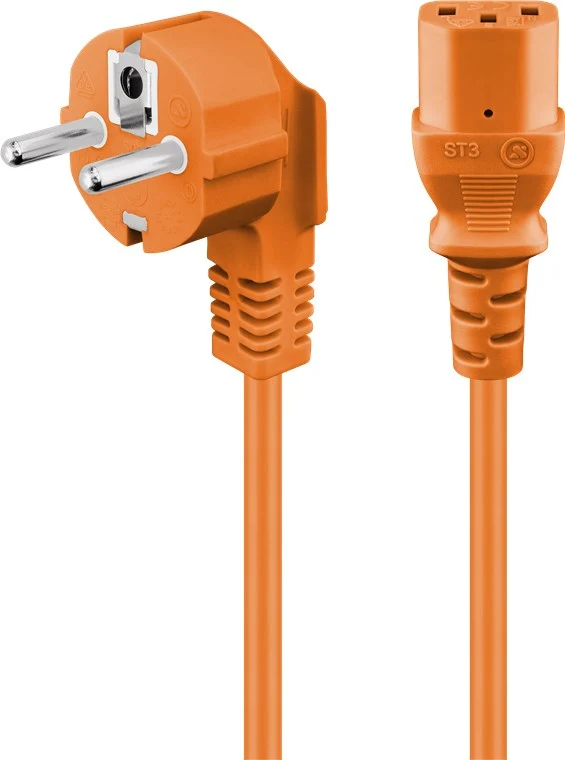abgewinkeltes Kaltgeräte-Anschlusskabel, 2 m, Orange, (3*0,75 mm²)