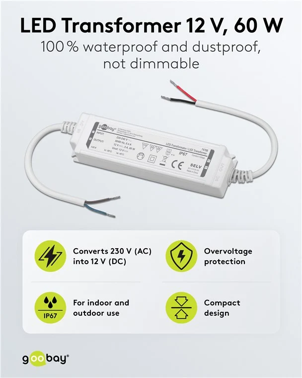 LED-Trafo 12 V (DC), 60 W, IP67