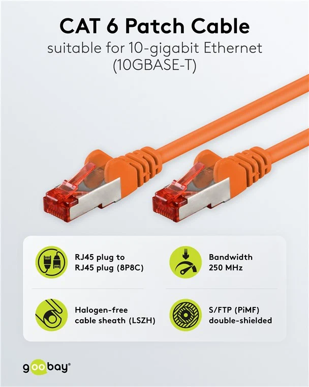 CAT 6 Patchkabel, S/FTP (PiMF), orange