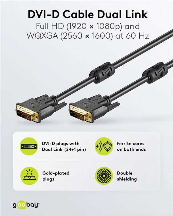DVI-D Full HD-Kabel Dual Link, vergoldet