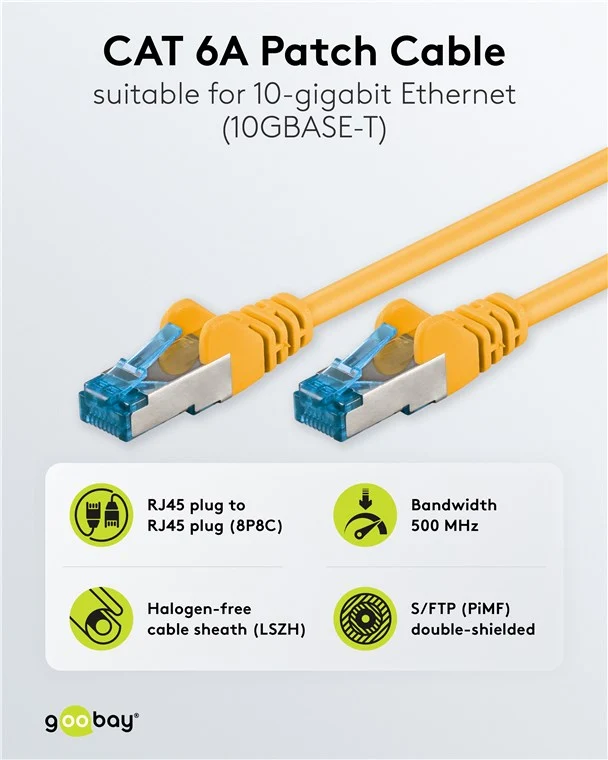 CAT 6A Patchkabel, S/FTP (PiMF), gelb