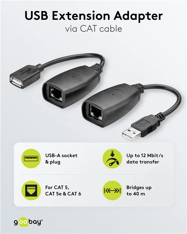 USB-Verlängerungsadapter bis 40 m über CAT-Kabel