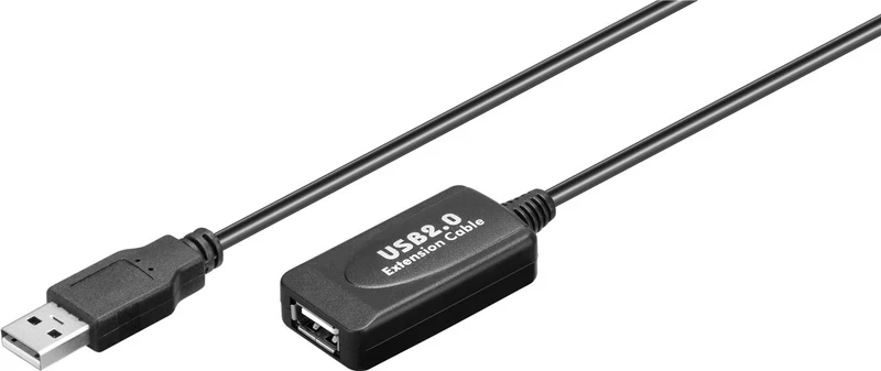 Aktives USB-Verlängerungskabel, 10 m, schwarz