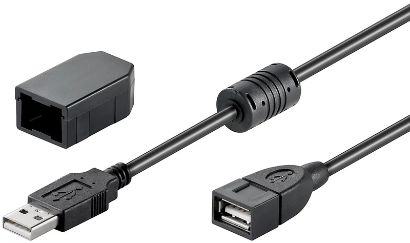 USB-A-Verlängerung mit Sicherungsclip, 2 m, schwarz