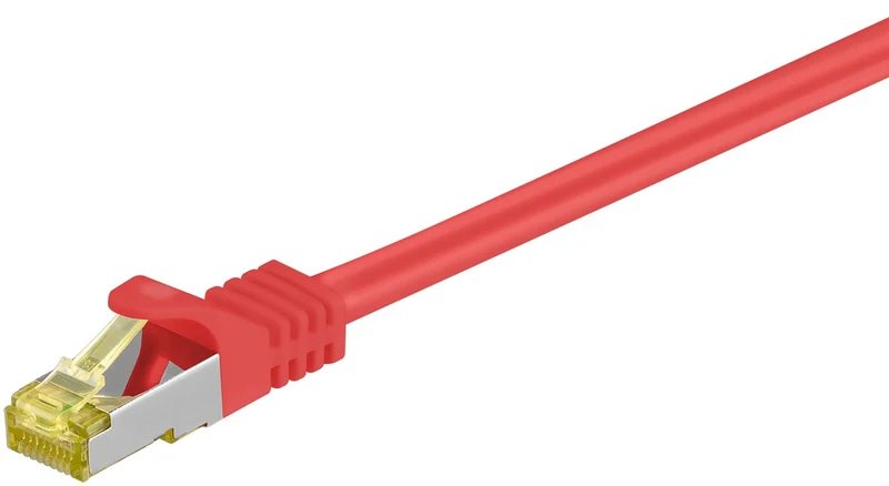 RJ45 Patchkabel CAT 6A S/FTP (PiMF), 500 MHz mit CAT 7 Rohkabel, rot
