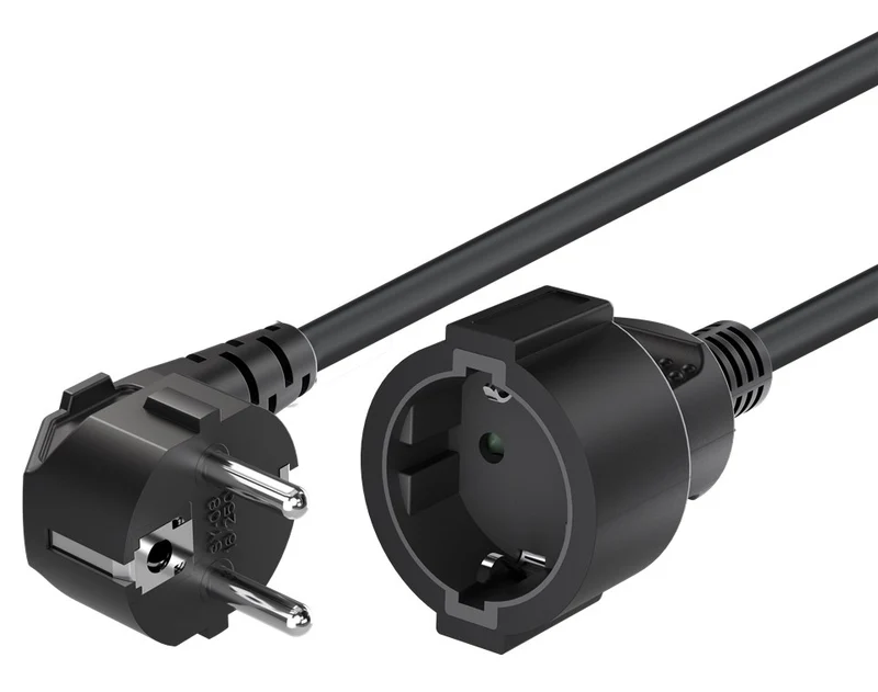 Verlängerungskabel Schutzkontakt, 2 m, Schwarz, (3*1,5 mm²)