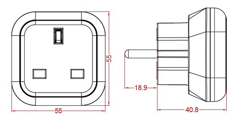Reiseadapter UK auf Europa, schwarz