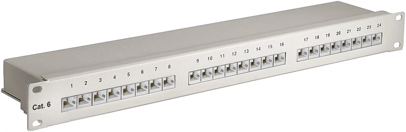 CAT 6 19-Zoll (48,3 cm) Patch Panel, 24 Port, (1 HE)