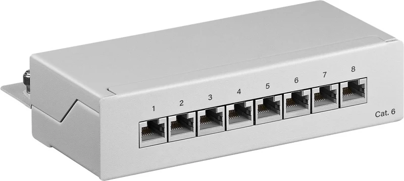CAT 6 Mini/Desktop Patch Panel, 8 Port, (1 HE)
