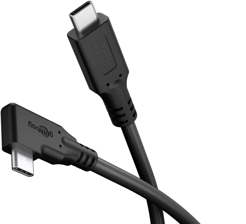 USB-C™-Kabel 90°, USB4™, 2 m, schwarz