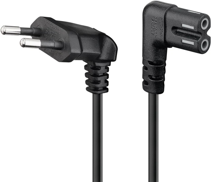 Anschlusskabel mit Eurostecker für Sonos-Lautsprecher, 90°, 2 m, schwarz, (2*0,75 mm²)