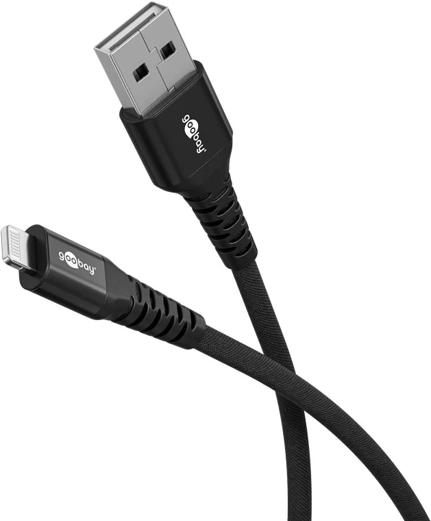 Lightning auf USB-A Supersoftes Textilkabel mit Metallsteckern, 3 m