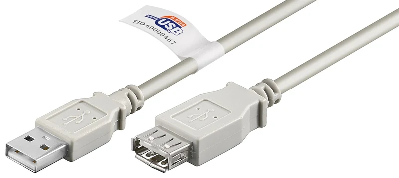 USB-A-Verlängerung, zertifiziert, 3 m, grau