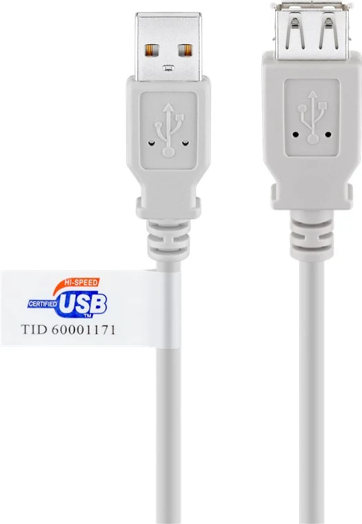 USB-A-Verlängerung, zertifiziert, 1,8 m, grau