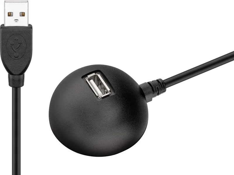 USB-A-Verlängerung mit Standfuß, 1,5 m, schwarz