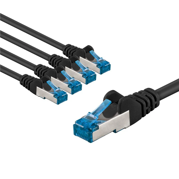 CAT 6A Patchkabel, S/FTP (PiMF), 3 m, schwarz, 5er-Set