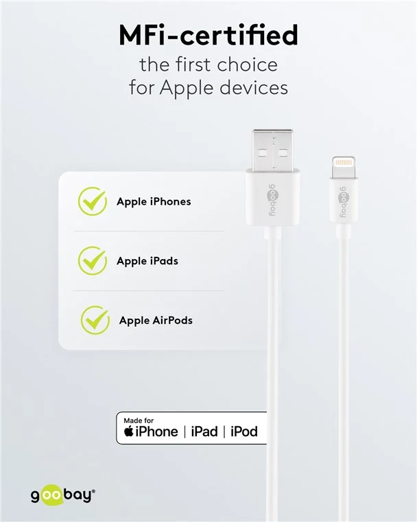 Lightning USB Lade- und Synchronisationskabel, 3 m, weiß