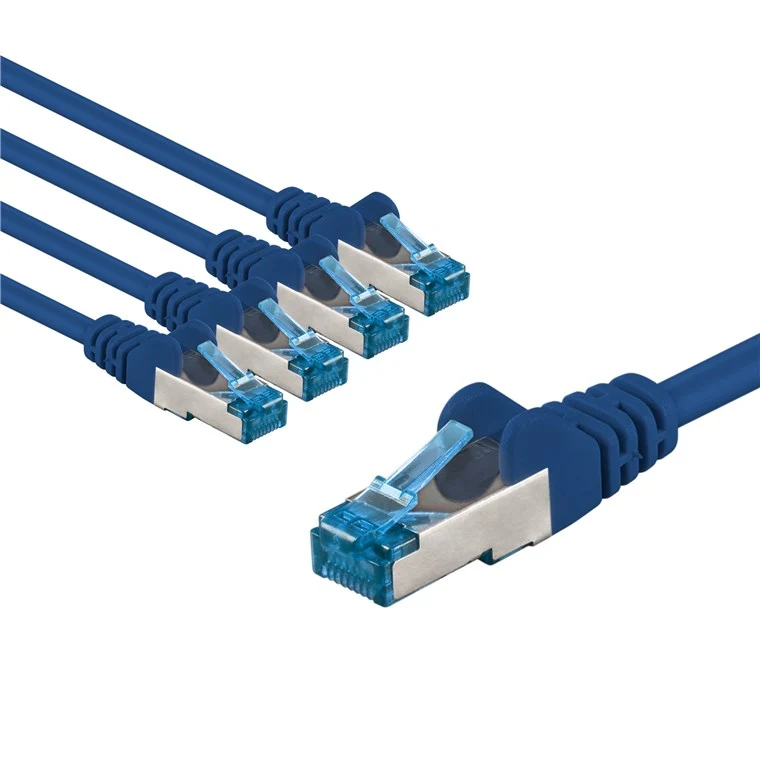 CAT 6A Patchkabel, S/FTP (PiMF), 2 m, blau, 5er-Set
