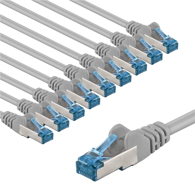 CAT 6A Patchkabel, S/FTP (PiMF), 5 m, grau, 10er-Set