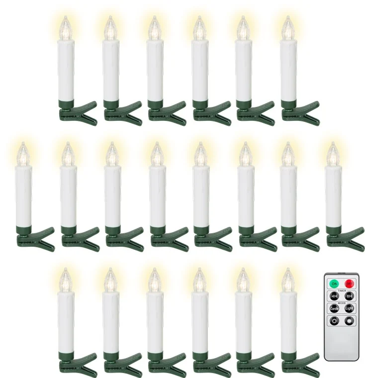 20 kabellose LED-Weihnachtsbaumkerzen