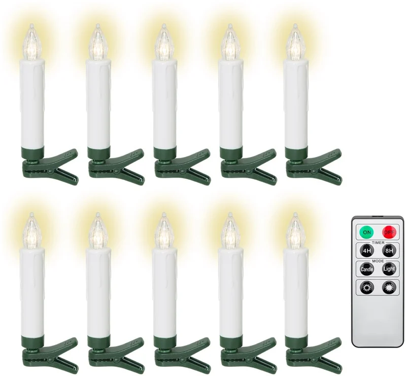 10 kabellose LED-Weihnachtsbaumkerzen