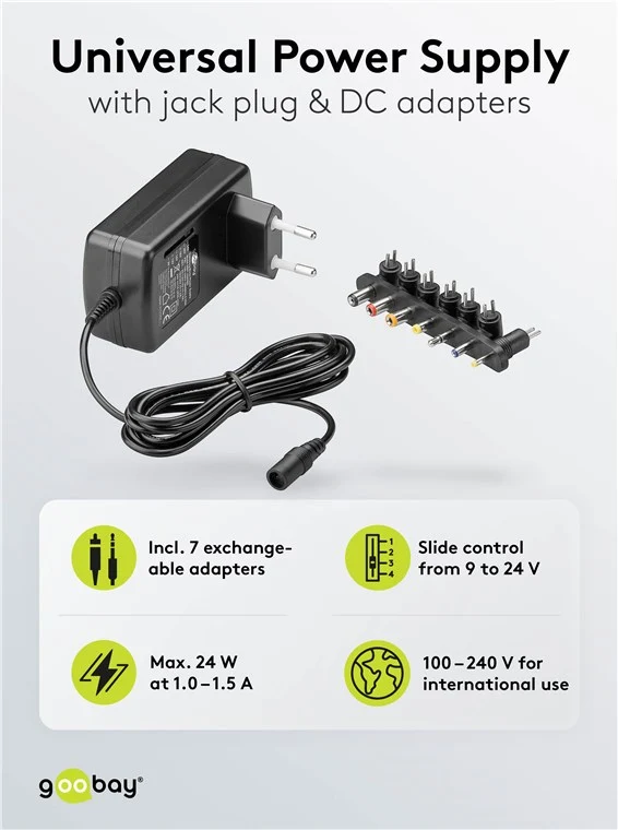 Universal-Netzteil (9 V - 24 V max. 24 W / 1,5 A)