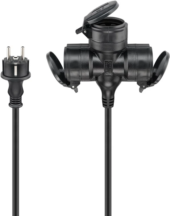 Dreifach-Verlängerungskabel Outdoor, 25 m, schwarz, (3*1,5 mm²)