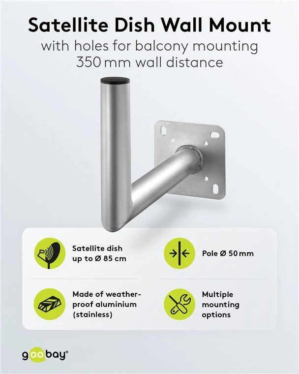 Aluminium Sat-Schüssel-Wandhalterung, 350 mm Wandabstand
