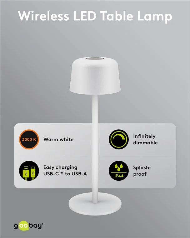 Kabellose LED-Tischleuchte, Größe S, 25 cm, weiß