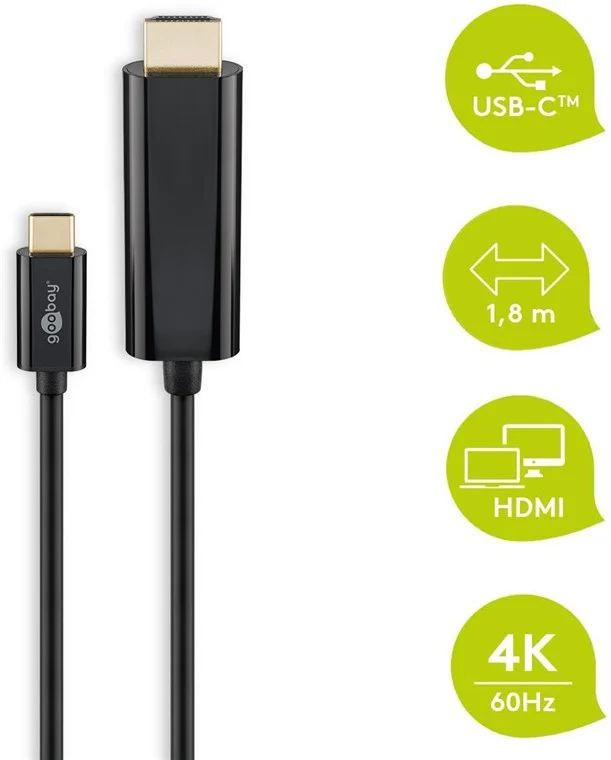 USB-C™-auf-HDMI™-Kabel, 1,8 m, schwarz