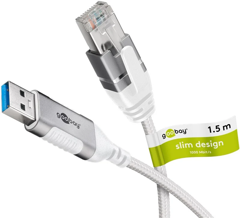 Ethernet-Kabel USB-A 3.0 auf RJ45, Slim, 1,5 m