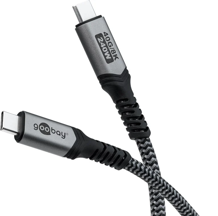 USB-C™-Kabel, USB4™, 0,5 m, schwarz;silber