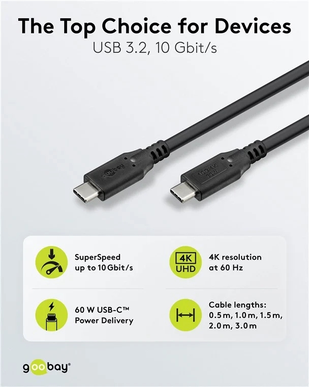 USB-C™-Kabel, 2 m, schwarz