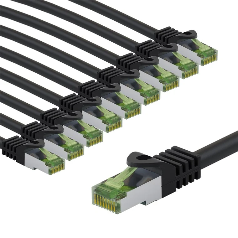 GHMT-zertifiziertes CAT 8.1 Patchkabel, S/FTP (PiMF), 3 m, grau, 10er-Set