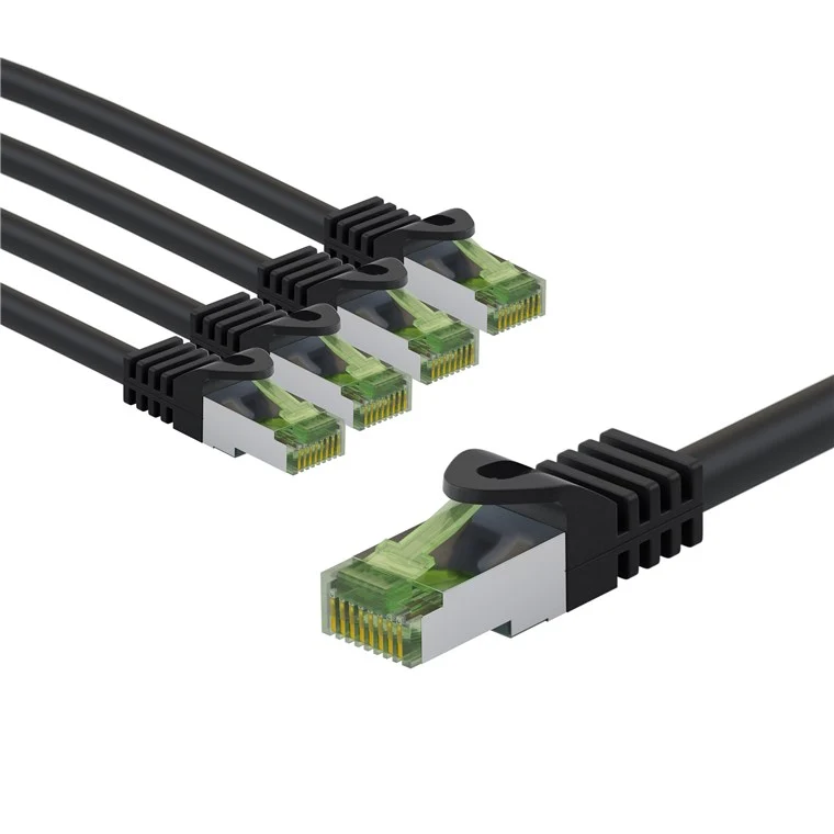 GHMT-zertifiziertes CAT 8.1 Patchkabel, S/FTP (PiMF), 3 m, grau, 5er-Set