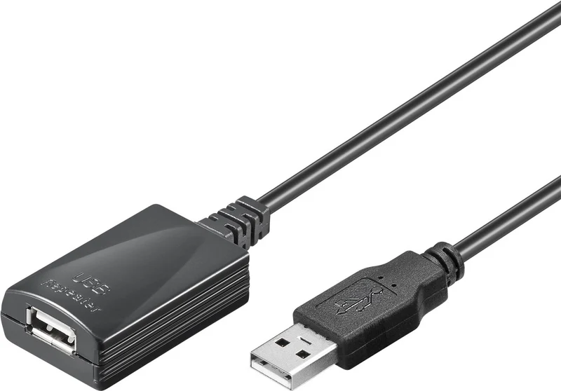 Aktives USB-Verlängerungskabel, 5 m, schwarz