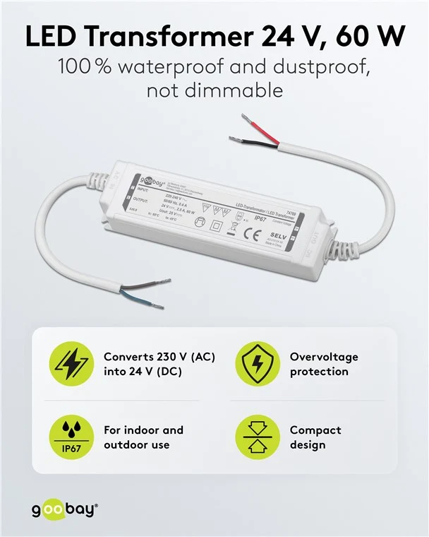 LED-Trafo 24 V (DC), 60 W, IP67