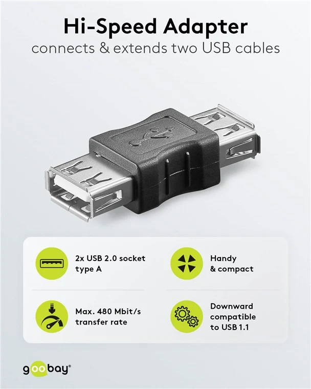 USB-A-Adapter, Kupplung, schwarz