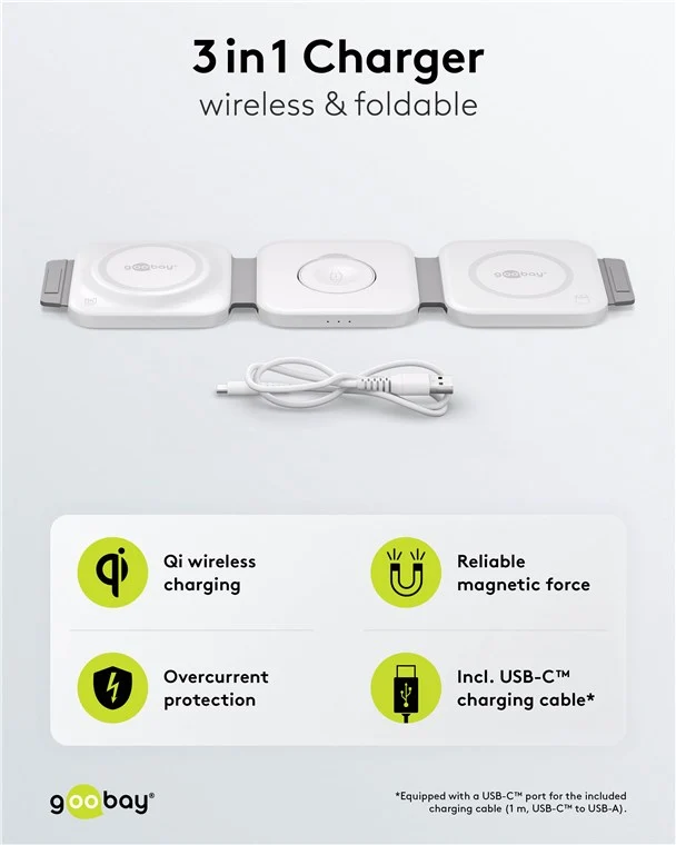 Kabelloses 3in1-Ladegerät, faltbar, 15 W