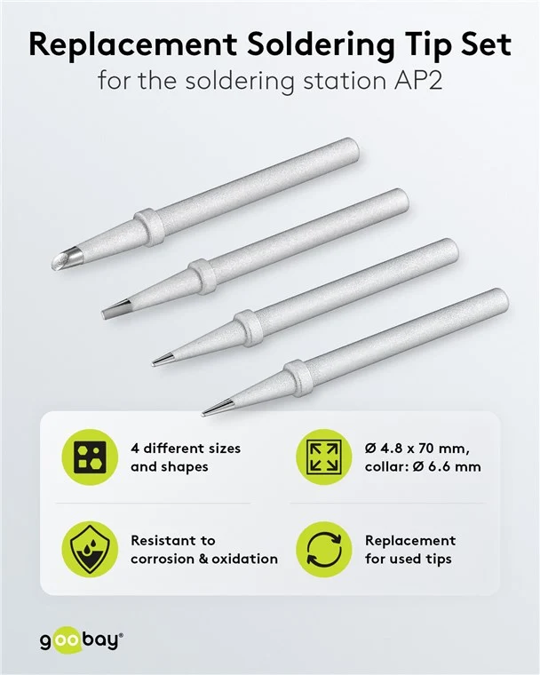 Ersatzlötspitzenset für Lötstation AP2, 4 verschiedene Spitzen