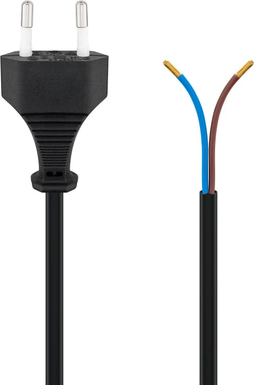 Kabel mit Eurostecker zum Konfektionieren, 1,5 m, Schwarz, (2*0,75 mm²)