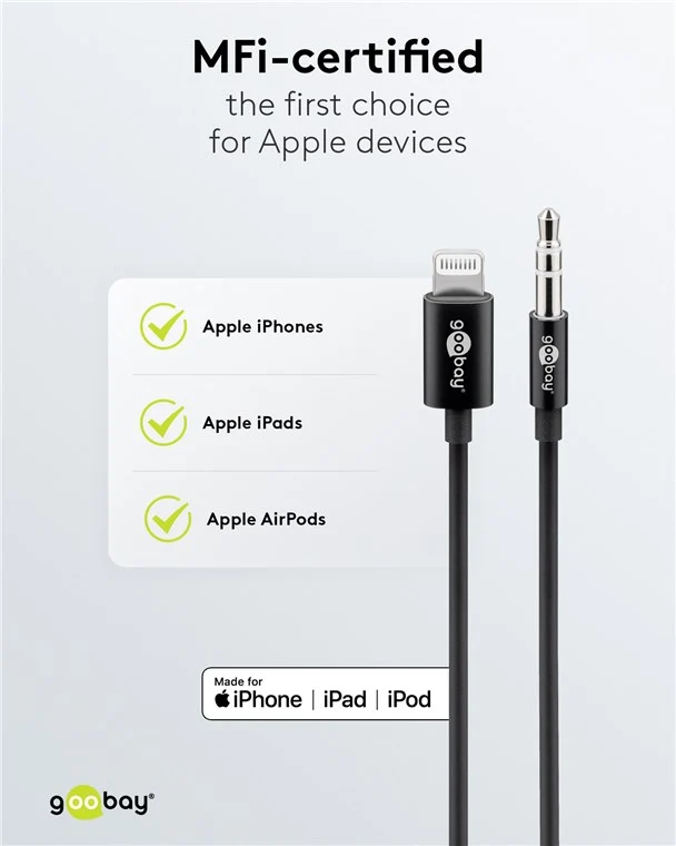 Apple Lightning Audio-Anschlusskabel (3,5 mm), 1 m, schwarz